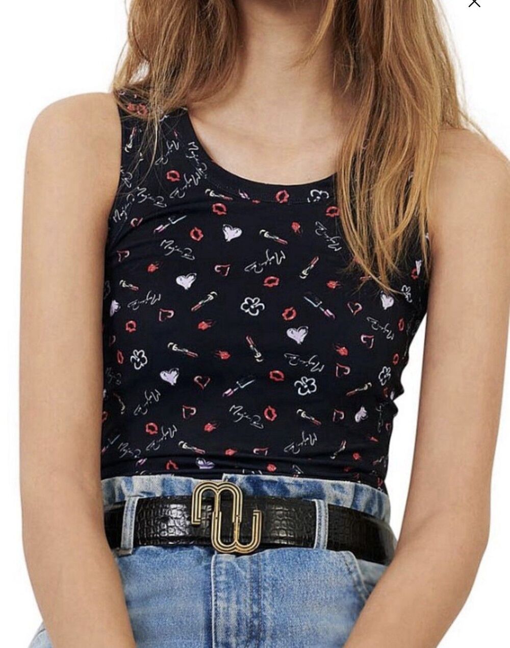 Maje Toudy Heart and Kisses Print Tank Top size 1 (S) NWOT